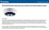 Geovision GV-EFER3700 3MP Super Low Lux WDR Pro IR PoE Fisheye Rugged Network Camera with 1.24mm Lens, RJ45 Connection