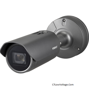 Wisenet XNO-6120R/LPR Low Speed LPR Outdoor IR Network 2MP Bullet Camera ,12X optical zoom Lens (5.2 ~ 62.4mm) (54.58º ~ 5.30º) , RJ45 Connection