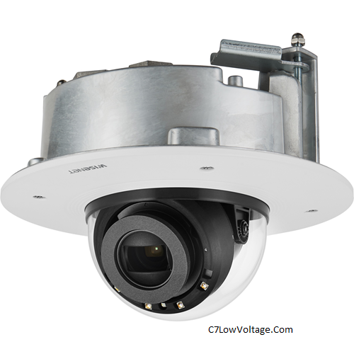 Wisenet XND-6081RF 2MP Flush Mount Indoor Network Vandal Dome Camera , 2.8 ~ 12mm (4.3x) motorized varifocal lens .RJ45 Connection .
