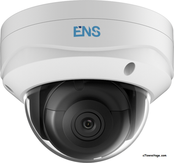ENS SIP44D3/28-K Starlight 4MP IR WDR PoE 0utdoor Network Dome Camera with 2.8mm Fixed Lens, RJ45 Connection.