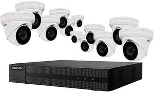 HIKVISION EKI-K164T412 16-Channel POE 4K Value Express NVR Kit with (12) 4MP IR Outdoor Network Dome Camera with 2.8mm Lens, RJ45 Connections