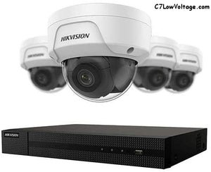 HIKVISION EKI-K41D44 4-Channel 4K NVR Value Express Kit with (4) 4MP Outdoor Network Dome Camera (2.8 mm Fixed Lens), RJ45 Connections