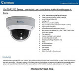 GEOVISION GV-TDR2700 2MP IR PoE Mini Fixed Rugged NETWORK outdoor DOME Camera with 2.8mm Lens RJ45 Connection