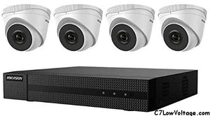 HIKVISION EKI-Q41T24 4-Channel 4K POE NVR Value Express Kit with (4) ECI -T22F2 2MP IR Outdoor Network Turret Camera, (2.8 mm Fixed Lens), 1TB HDD included, RJ45 Connections