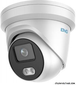 ENS SIP44T3ML/4-U Super Starlight 4MP Color@Night Built-in mic warm LED Turret Outdoor Network Dome Camera with 4mm Lens, RJ45 Connection.